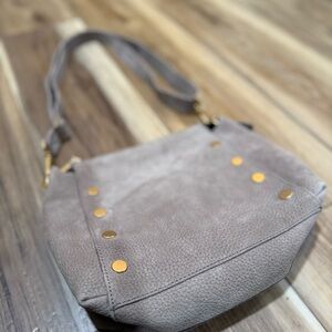 Hammitt Bryant Suede Grey Natural /Brushed Gold Shoulder/Crossbody Purse